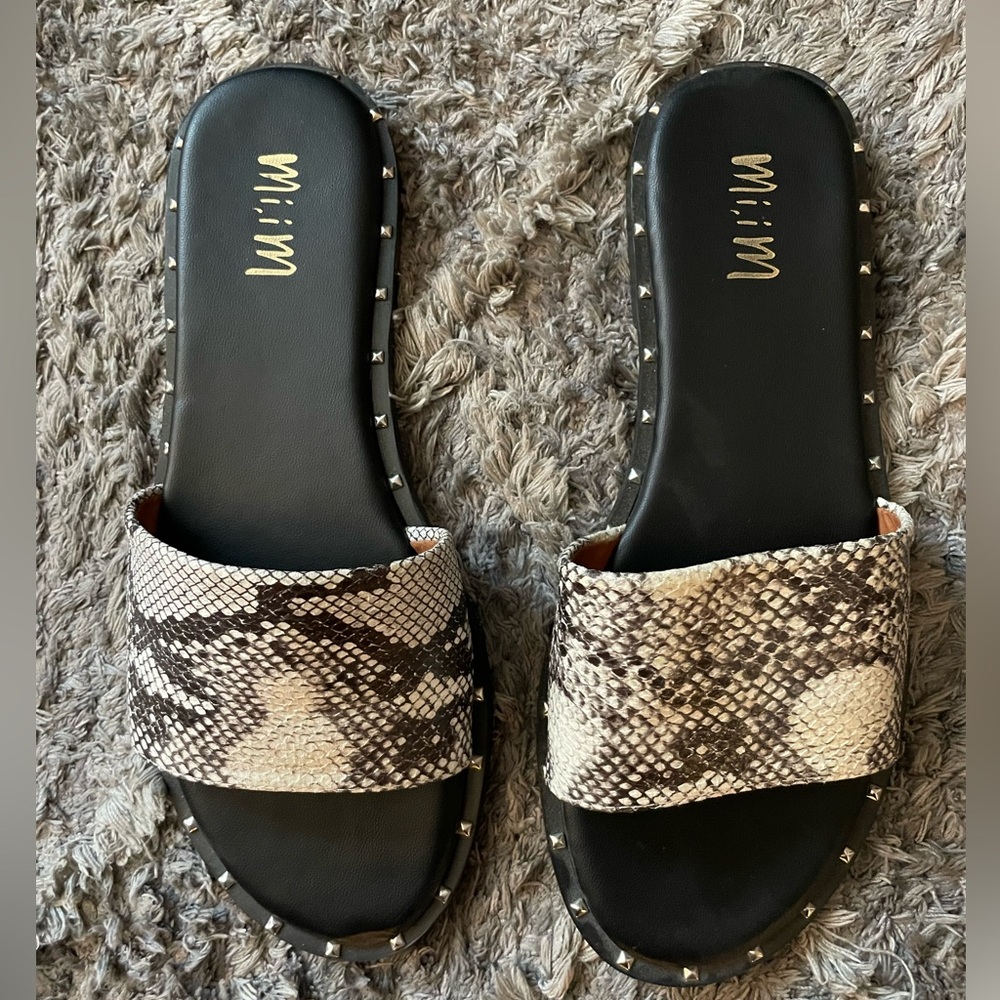 Mi,Im Khloe Studed “snake skin” sandal slides